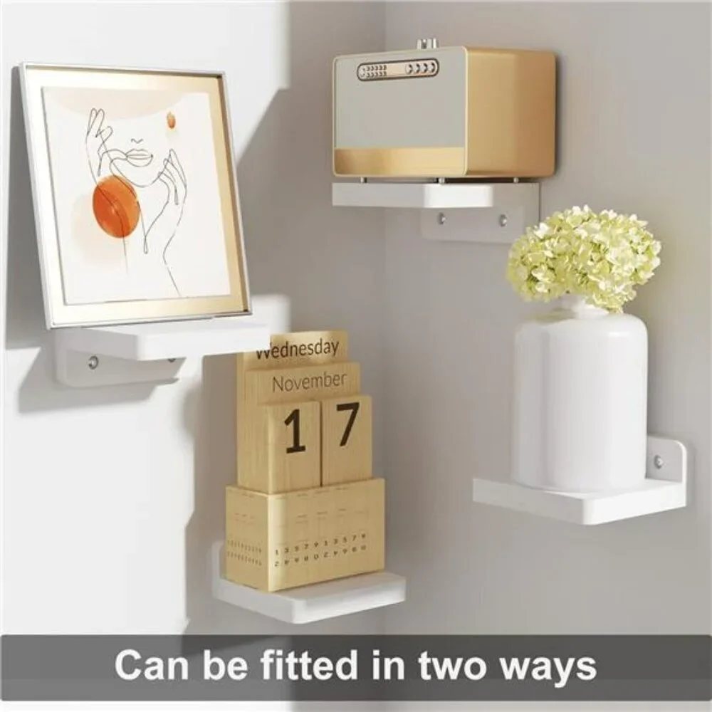 SRIWATANA Mini Floating Wood Shelves Set of 4 Wall Mounted Storage Decor